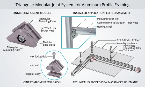 Juntas de tubos de aluminio duraderas para aplicaciones de tubos magros y sistemas de bastidores de tuberías con diámetro de 28 mm y acabado sableado