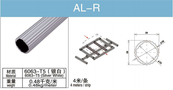 Tubo 6063 T5 de la aleación de aluminio del diámetro 28m m alrededor de AL-R completamente plateado para el estante logístico